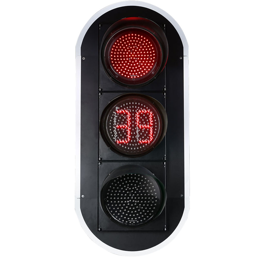 ไฟจราจรทรงกลมสีแดง/เหลือง/เขียว กำลังไฟต่ำ พร้อมตัวจับเวลาถอยหลัง