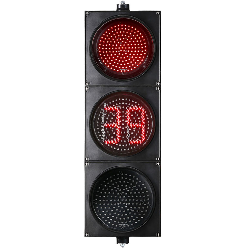 ไฟจราจรทรงกลมสีแดง/เหลือง/เขียว กำลังไฟต่ำ พร้อมตัวจับเวลาถอยหลัง